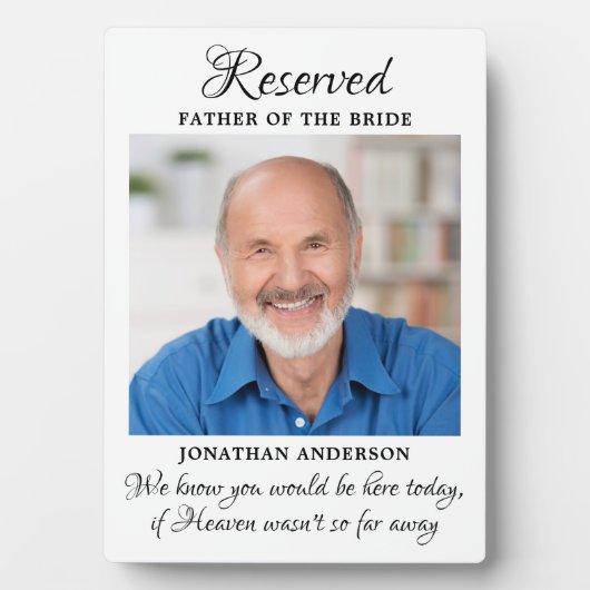Vader van Bride Foto Heaven Memorial Wedding Fotoplaat (voorkant)