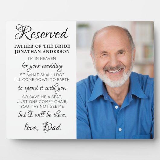 Vader van Bride Foto Heaven Memorial Wedding Fotoplaat (Voorkant)