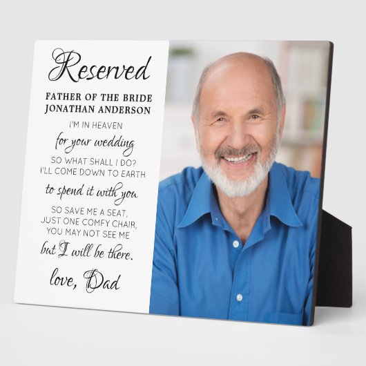 Vader van Bride Foto Heaven Memorial Wedding Fotoplaat (Zijkant)
