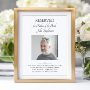 Vader van Bride Foto Save a Seat Wedding Memorial Poster
