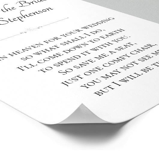 Vader van Bride in de hemel Foto Memorial Wedding Poster (Hoek)