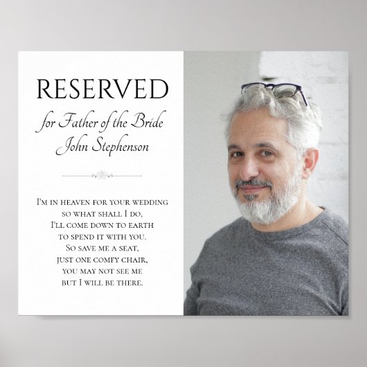Vader van Bride in de hemel Foto Memorial Wedding Poster (Voorkant)