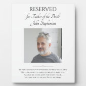 Vader van Bride Save A Seat Photo Wedding Memorial Fotoplaat (Voorkant)