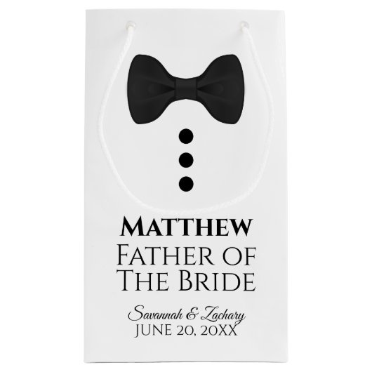 Vader van Bride Wedding Gift Bag Black Stropdas Sm Klein Cadeauzakje (Achterkant)
