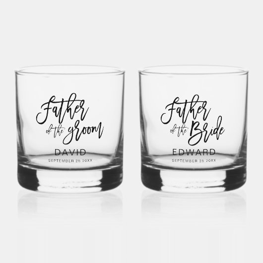 Vader van bruid & bruidegom Gifts Naam Datum Bruil Whisky Glas (Voorkant)