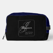 Vader van bruid Gift Elegant Monogram Chic Zwart Toilettasje (Achterkant)