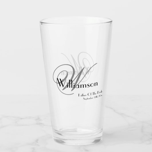 Vader van bruid Gift Elegant Monogram Naam Bier Glas (Achterkant)