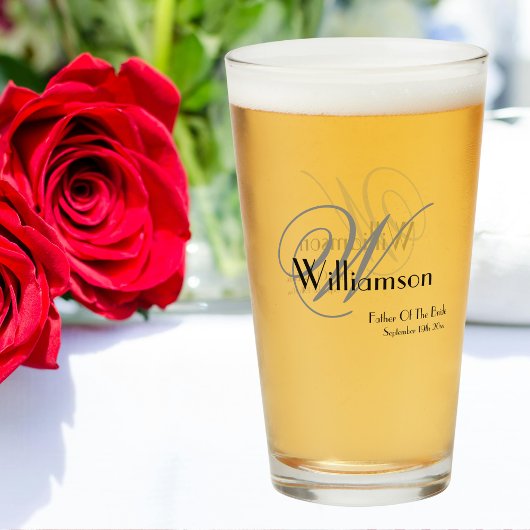 Vader van bruid Gift Elegant Monogram Naam Bier Glas
