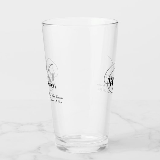 Vader van bruidegom Gift Modern Monogram Naam Bier Glas (Links)