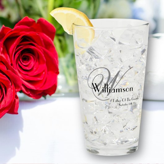 Vader van bruidegom Gift Modern Monogram Naam Bier Glas
