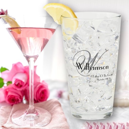 Vader van bruidegom Gift Modern Monogram Naam Bier Glas