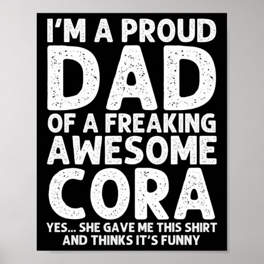 Vader van Cora Gift Vaderdag Grappig Gepersonalise Poster (Voorkant)