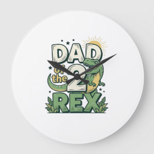 Vader van de 2 Rex Dinosaur Vader Shirt Ontwerp_1 Grote Klok
