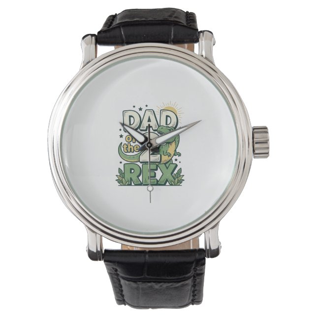 Vader van de 2 Rex Dinosaur Vader Shirt Ontwerp_1 Horloge (Voorkant)