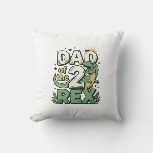 Vader van de 2 Rex Dinosaur Vader Shirt Ontwerp_1 Kussen (Voorkant)