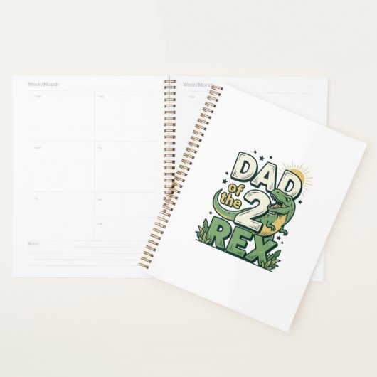 Vader van de 2 Rex Dinosaur Vader Shirt Ontwerp_1 Planner (Display)