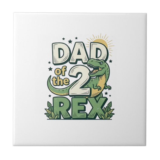 Vader van de 2 Rex Dinosaur Vader Shirt Ontwerp_1 Tegeltje (Voorkant)