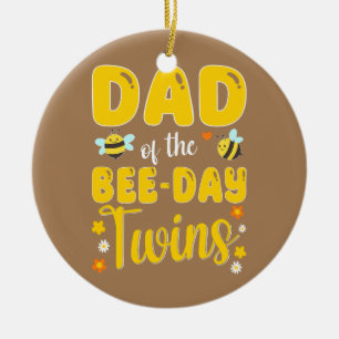 Vader van de bijendag tweelingen-geboorte keramisch ornament