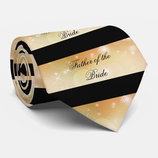 Vader van de Bride Black Gold Stropdas (Opgerold)
