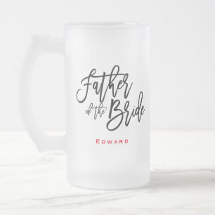 Vader van de Bride Black Script & Name Gift Matglas Bierpul