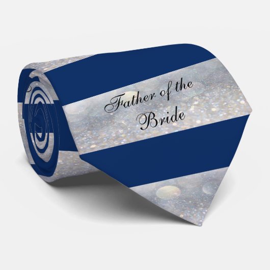 Vader van de Bride, Blauw en Zilver Stropdas (Opgerold)