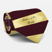 Vader van de Bride, Bourgogne en Gold Stropdas (Opgerold)