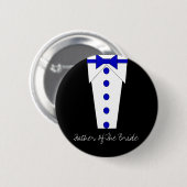 Vader van de Bride-Button (blauw) Ronde Button 5,7 Cm (Voorkant /achterkant)