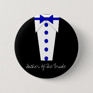 Vader van de Bride-Button (blauw) Ronde Button 5,7 Cm