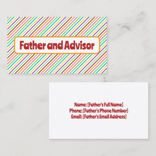 Vader van de Bride Contactkaartje (Voorkant / Achterkant)