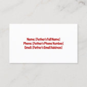 Vader van de Bride Contactkaartje (Achterkant)