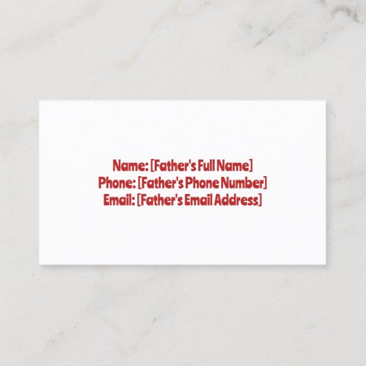 Vader van de Bride Contactkaartje (Achterkant)