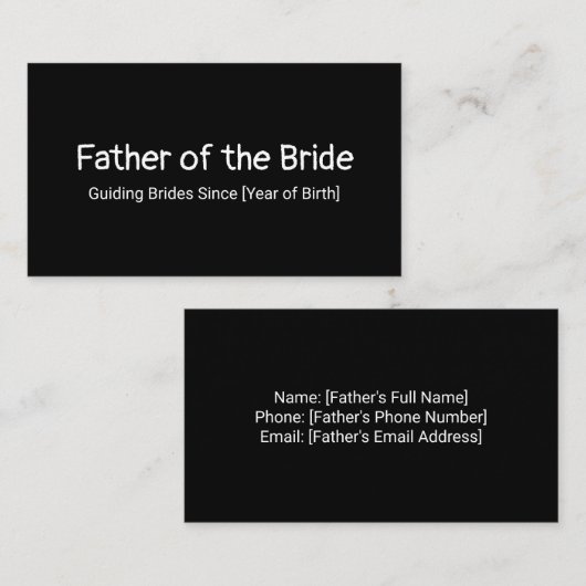 Vader van de Bride Contactkaartje (Voorkant / Achterkant)