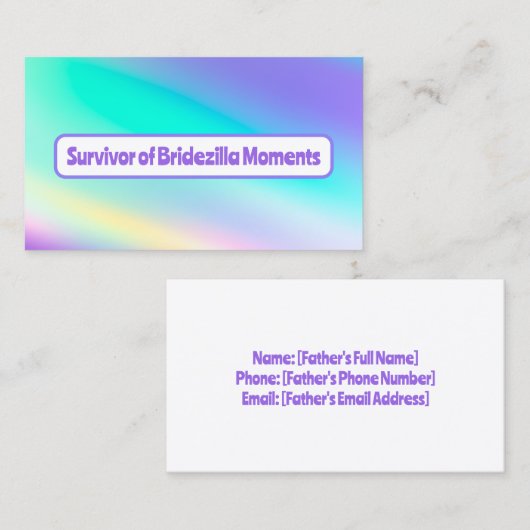 Vader van de Bride Contactkaartje (Voorkant / Achterkant)