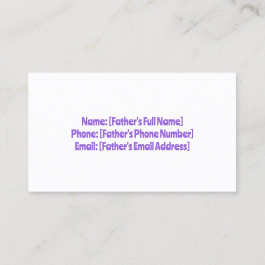 Vader van de Bride Contactkaartje (Achterkant)