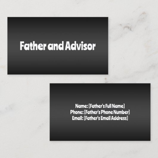 Vader van de Bride Contactkaartje (Voorkant / Achterkant)