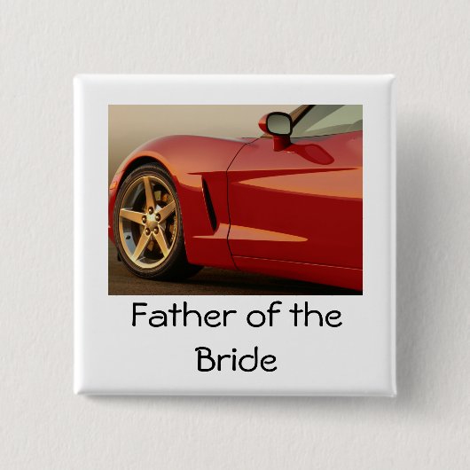 Vader van de Bride Corvette Vierkante Button 5,1 Cm (Voorkant)