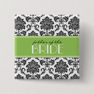 Vader van de Bride Damask Button in Apple Green