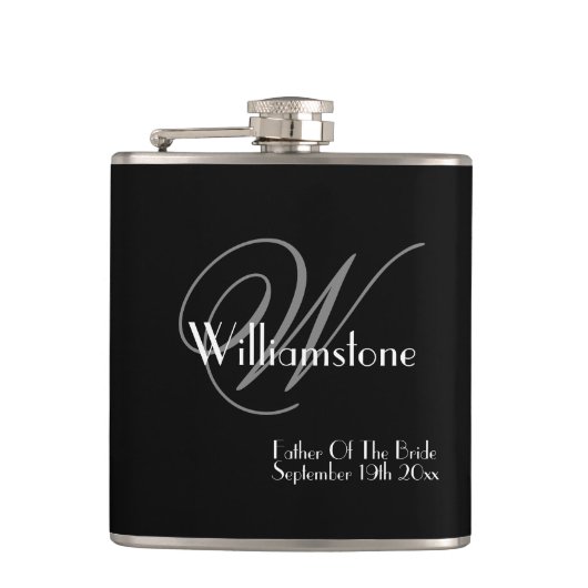 Vader van de Bride Gift Elegant Monogram Classic Heupfles (Voorkant)