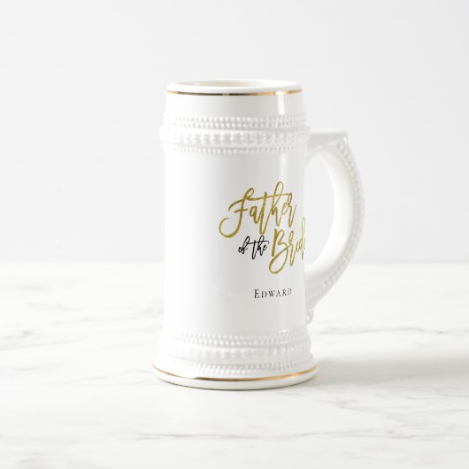 Vader van de Bride Gift/Name/Gold & Black Bierpul (Voorkant rechts)