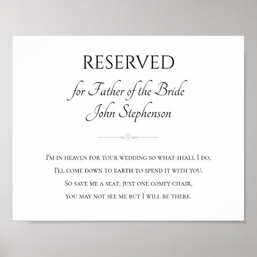 Vader van de Bride Ik ben in de hemel voor je huwe Poster (Voorkant)