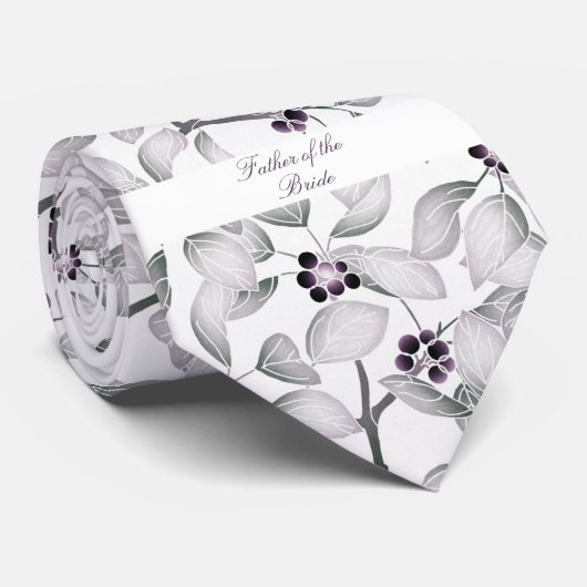 Vader van de Bride Paars Black White Stropdas (Opgerold)