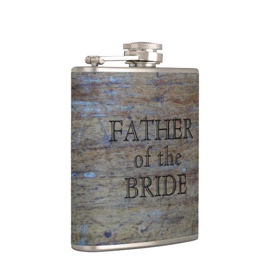 Vader van de Bride | Rustic Wedding Wood Grain Heupfles (Rechts)