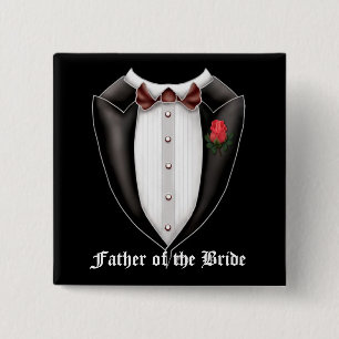 Vader van de Bride Tuxedo-Button Vierkante Button 5,1 Cm