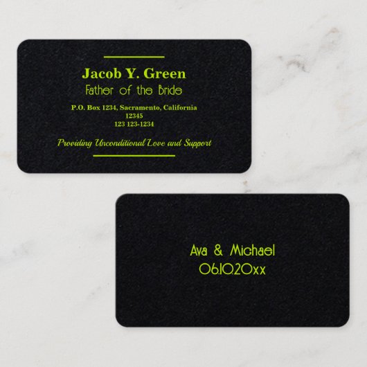 Vader van de Bride Visitekaartje (Voorkant / Achterkant)