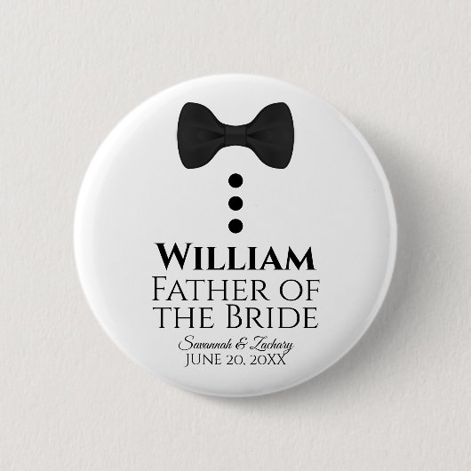Vader van de Bride Wedding Button Name Tag (Voorkant)