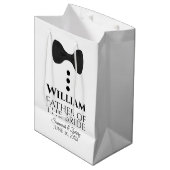 Vader van de Bride Wedding Gift Bag met zwart Stro Medium Cadeauzakje (Voorkant Gekanteld)