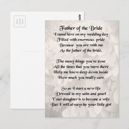 Vader van de Bride - Wit Briefkaart (Voorkant / Achterkant)