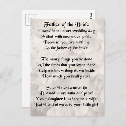 Vader van de Bride - Wit Briefkaart (Voorkant / Achterkant)