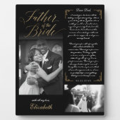 Vader van de Bride | Zwart gouden bericht en foto Fotoplaat (Voorkant)