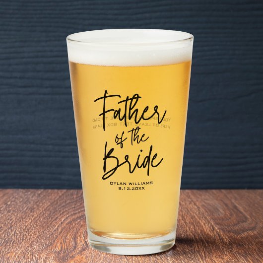 Vader van de bruid aangepaste bruiloft glas